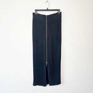 VTG Wilfine Paris Pleated Midi Black Front Zip Skirt Size Large Vamp Whimsigoth